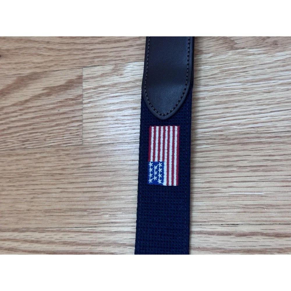 NWT Original Penguin Needlepoint Belt 30 | American Flag Embroidered | Leather